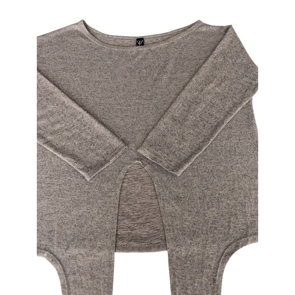 Windsor Womens Tie-Front Sweater Top Greyish Pink Knit Asymmetrical Hem Large - Picture 7 of 9